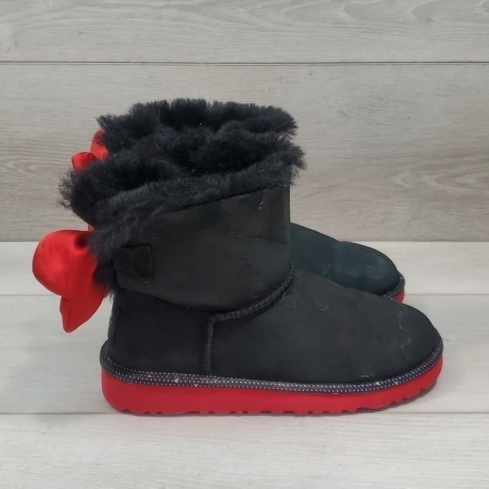 DisneyvUgg Australia Kids Girls Mini Limit  Leather boots sheepskin shoes 1